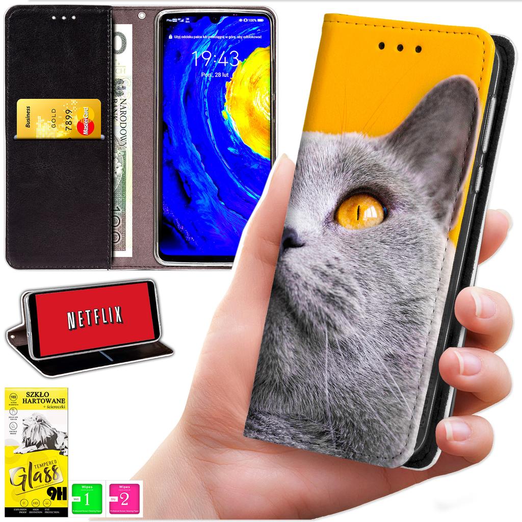 Etui Typu Portfel Do Honor Magic7 Lite - Pokrowiec Bluemoon Nadruk + Szkło 9H