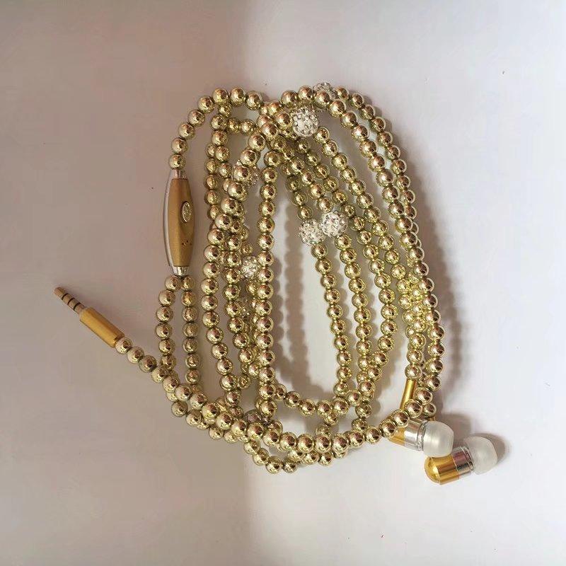 VAORLO Жемчужное ожерелье, наушники-вкладыши, розовое ожерелье со стразами, ювелирные изделия, бусины, наушники с микрофоном для Samsung Xiaomi, подарки для девочек
