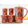 Meena Padharo Mhare Desh Theme Copper Gift Set of 1 Jug & 4 Glass - Perfect for Home, Office, and Gifting, Jug-1.5 Litre & Glass-270 ML Each