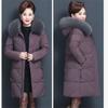 Осенне-зимнее хлопковое пальто большого размера для женщин, пальто средней длины, утолщенное приталенное пальто из хлопка с меховым воротником для матерей среднего и пожилого возраста