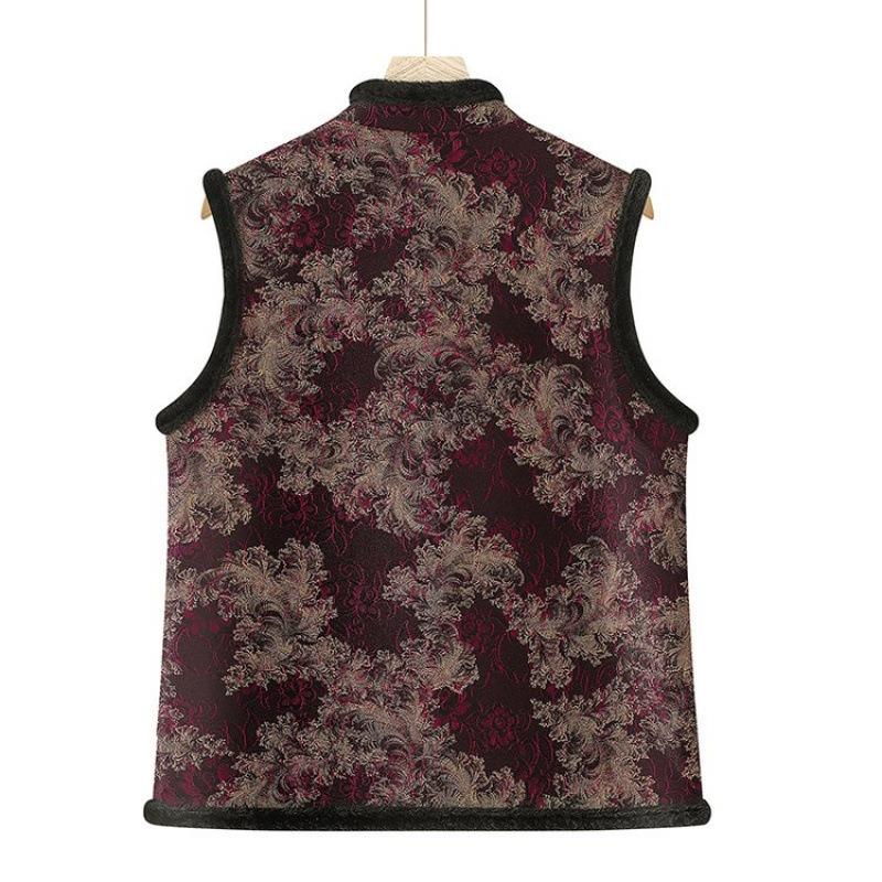 Китайский жилет теплый осенне-зимний бархатный утолщенный жилет жилет пальто для пожилой женщины зимний