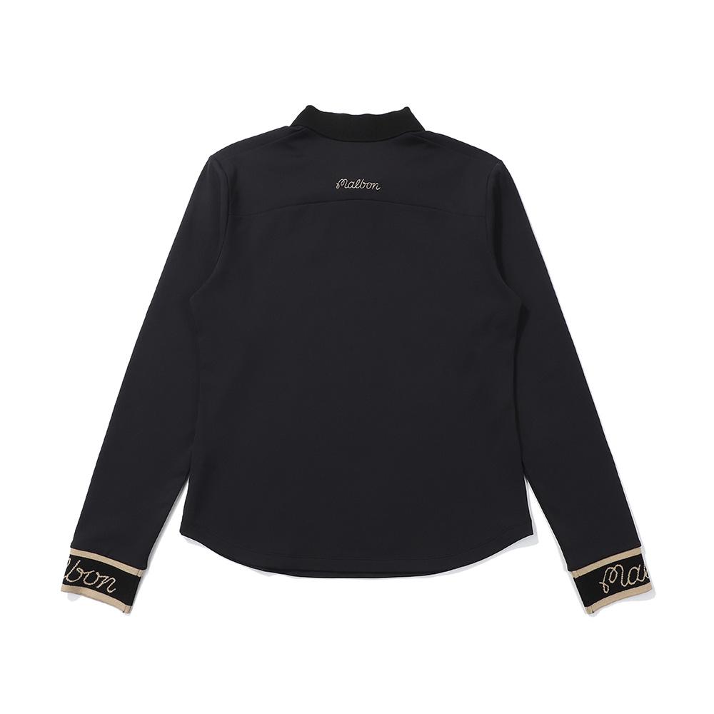 MALBON GOLF Knit Collared Performance T-Shirt Black (Woman)