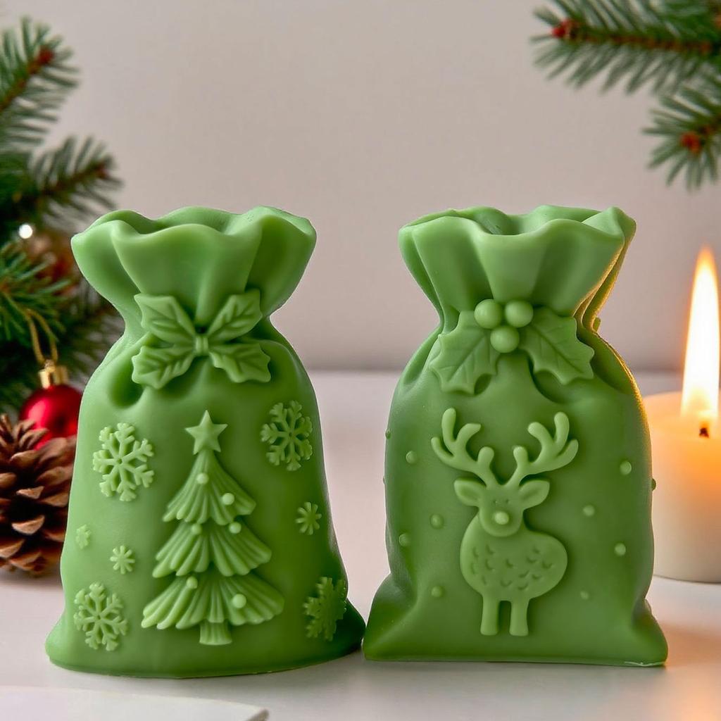 Форма силиконовая для свечей в виде подарочного пакета на Рождество для изготовления эпоксидной смолы, свечей, мыла, шоколада, рождественское украшение для дома