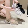 Large Size Sequined Breathable Sneakers Women's 2024 Summer Casual Little White Shoes Dad Shoes Women
