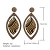 Bohemian Long Water Waved Pattern Wooden Earrings for Women Ethnic Style Vintage Elegant Female Jewelry Party Casual Accessory