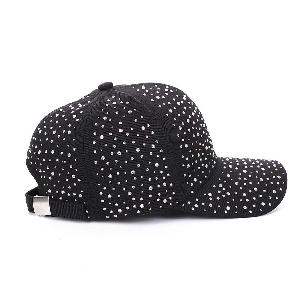 Creative Hotfix Rhinestones Baseball Cap Cotton Sunscreen hat Simple sunshade hat  Girl