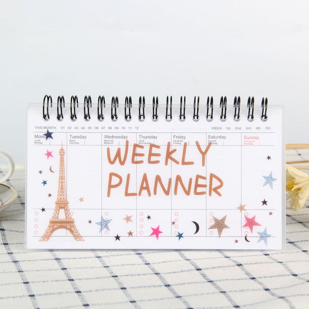 Notebook Up-turning Student Notebook Cartoon Weekly Planning Tearable Schedule Book