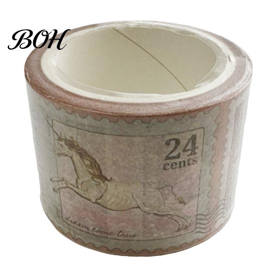 Retro Adhesive Tape Vintage Stamp Washi Roll, Aesthetic Decorative Masking Tape, for DIY Art Crafts, Journaling Scrapbooking Supplies Planner