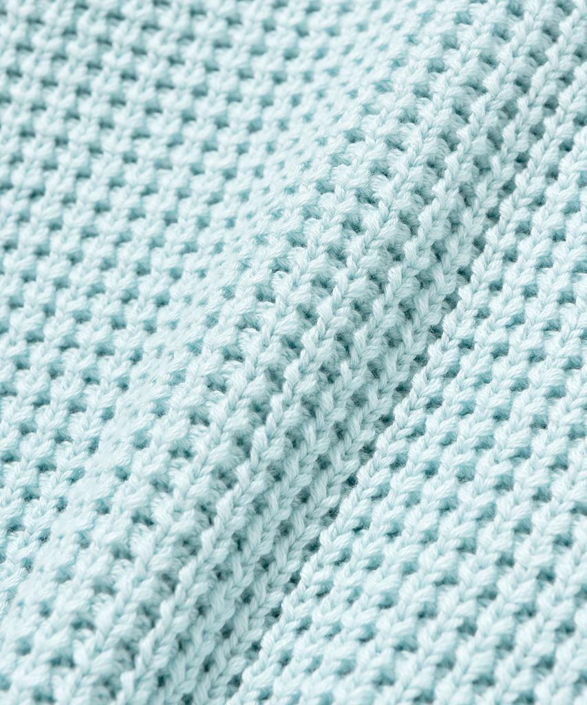 KNITTED Soft Cotton Heavy Waffle Half Zip Knit Sky Blue