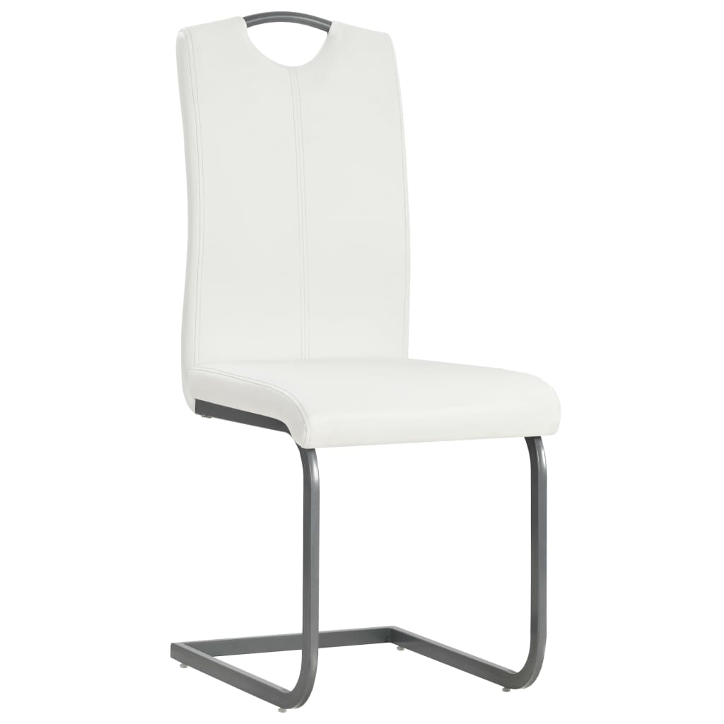 Cantilever Chairs 6 pcs. White Faux Leather