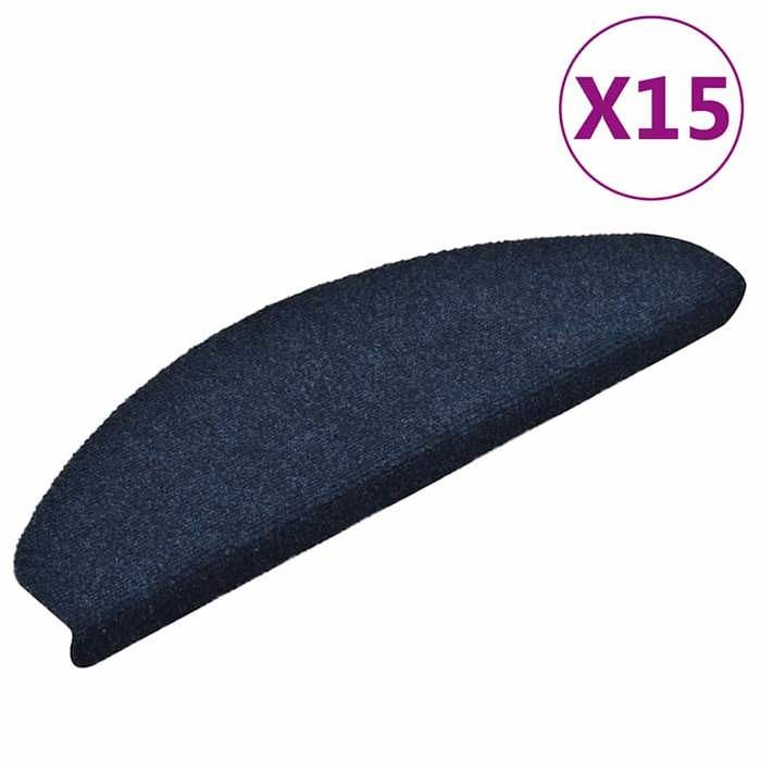 VidaXL Self-adhesive Stair Treads 15 Pieces 65 X 21 X 4 Cm Navy Blue Semicircular Large 322357