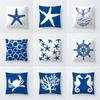 Blue Ocean Starfish Bio Print Pattern Cushion Cover Home Living Room Sofa Decoration Square Throw Pillow Pillow Cover 45x45cm