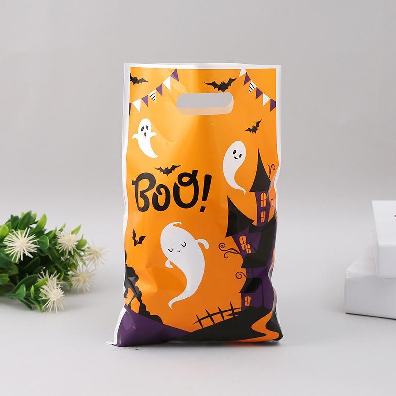 10/120Pcs Halloween Trick Or Treat Goody Bags Cute Cartoon Prints Portable Handles For Kids Halloween Party Favors