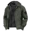 Men's Casual Zippered Pocket Hooded Jacket Men's Solid Color Fashion Warm Jacket