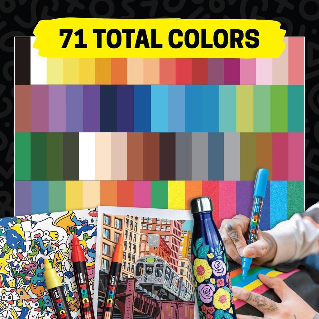 Posca Mitsubishi Pencil Тонкий Круглый 8 ШТ PC3M8C Водобазовый Маркер, Наконечник, Перо, Цвета,