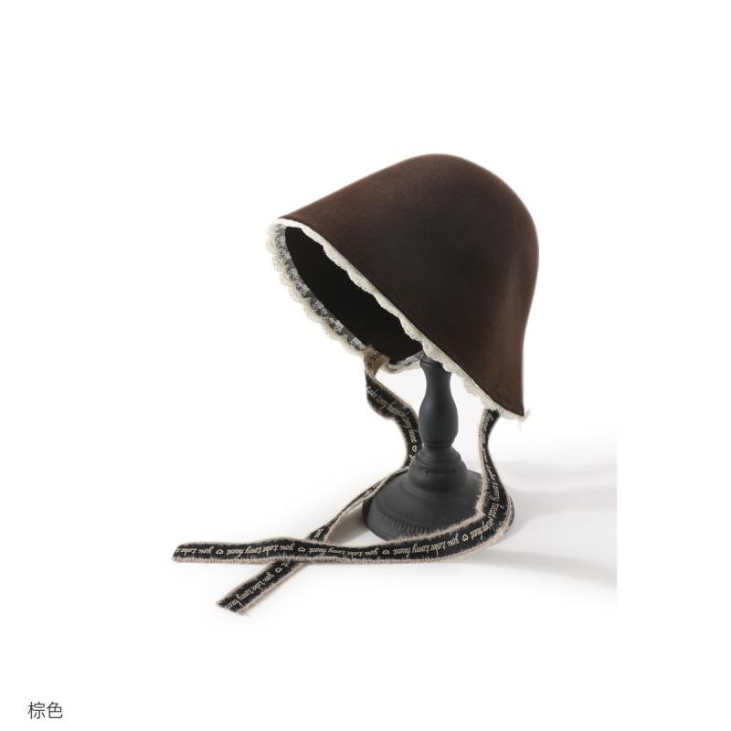 Lace-up Wool Bonnet Soft Warm Beanie Women Winter