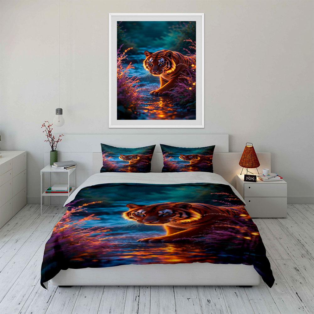 Tiger with water reflection. Bedding sets Duvet cover sets Duvet covers Pillowcases(1*Duvet Cover 2*Pillowcases without duvet insert)