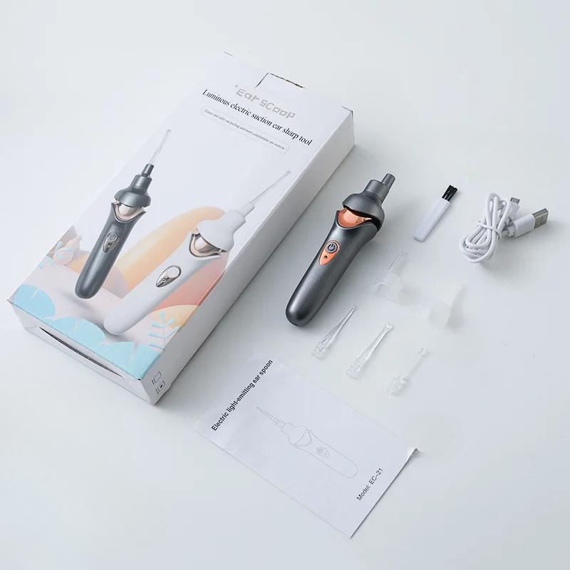 USB Rechargeable Ear Cleaner Vacuum Earwax Remover Tool Electric Ear Wax Cleaner for Kids Adults Electric Luminous Earpick