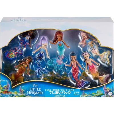 Набор мини-кукол Mattel Disney Русалочка, 7 шт., с блестящим хвостом, подвижные, для переодевания, от 3 лет