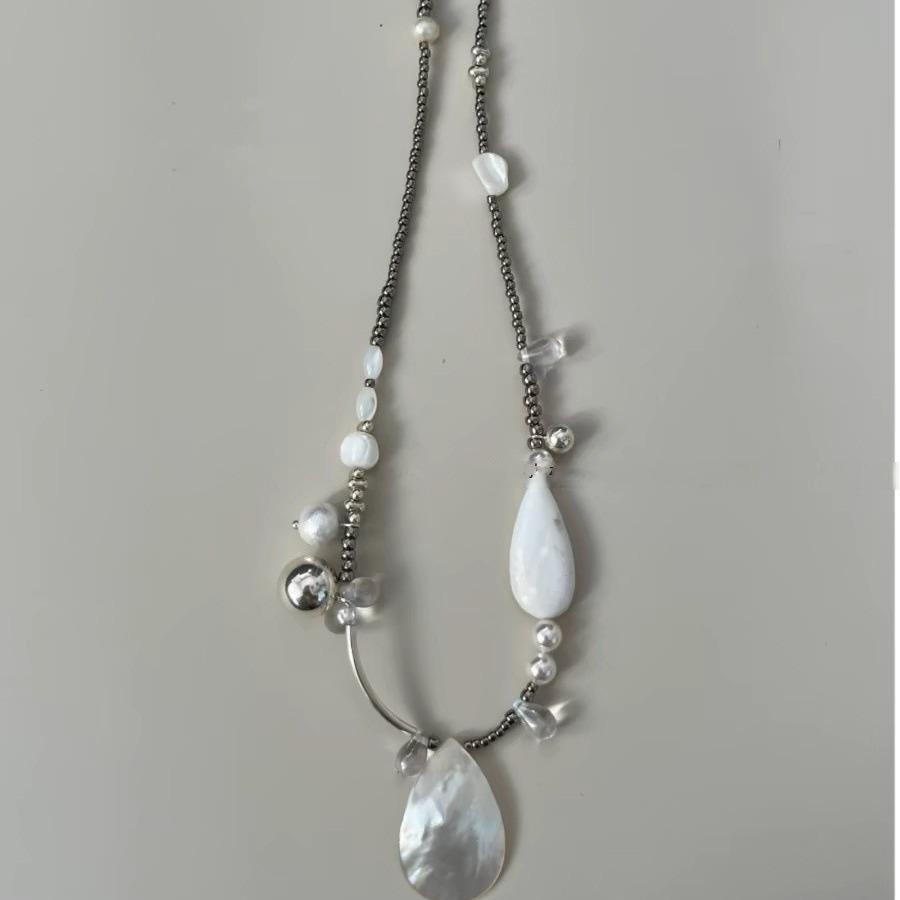 Белая Красота Летнее Женское Ожерелье из Бисера Ручной Работы - Ограниченная Серия Оригинальный Дизайн Цепочка на Ключицу