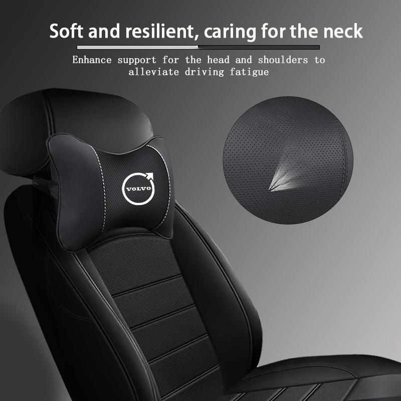kxnhz7 High-quality Leather Car Seat Headrest Memory Foam Comfort Pillow Auto Interior For Volvo Rdesign XC60 XC40 V60 V40 XC90 S60 V50