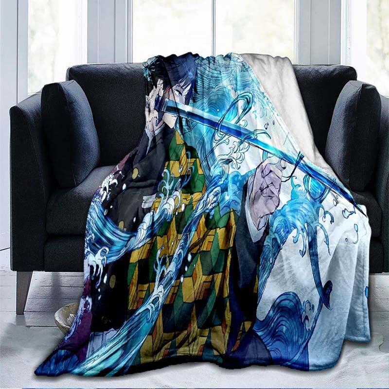 Devil's Blade Anime Home Textile Demon Slayer Kimetsu No Yaiba Kamado Tanjirou Nezuko Double Plush Lamb Down Blanket Bedding