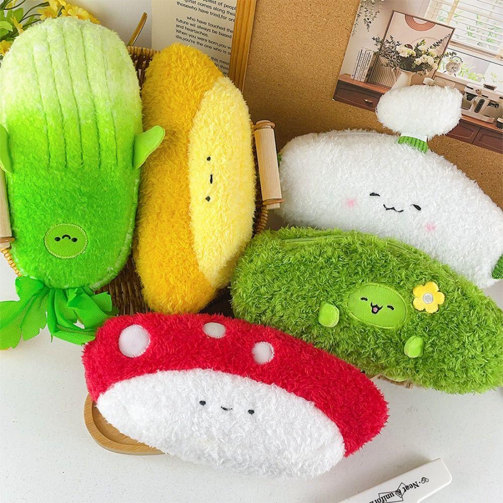 Desktop Storage Vegetable Stationery Bag Korean Style Plush Fruit Pencil Pouch Student