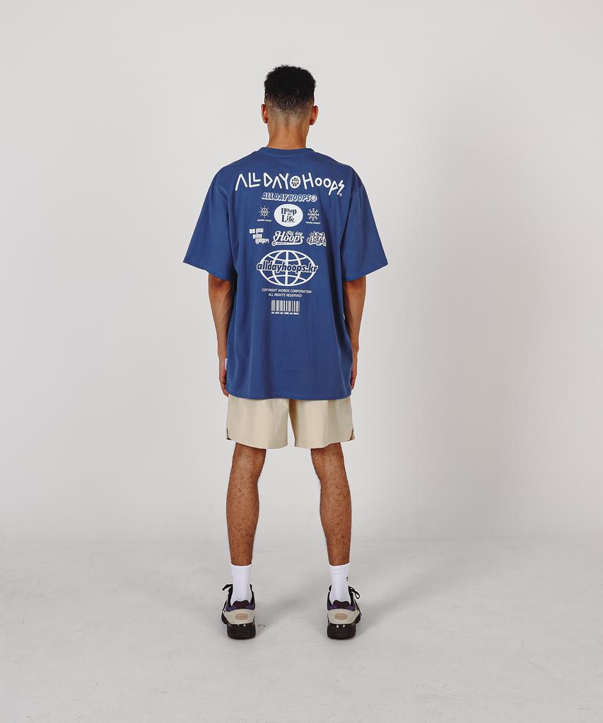ALL DAY HOOPS Hoop S2 Logo Short Sleeve T-Shirt Blue
