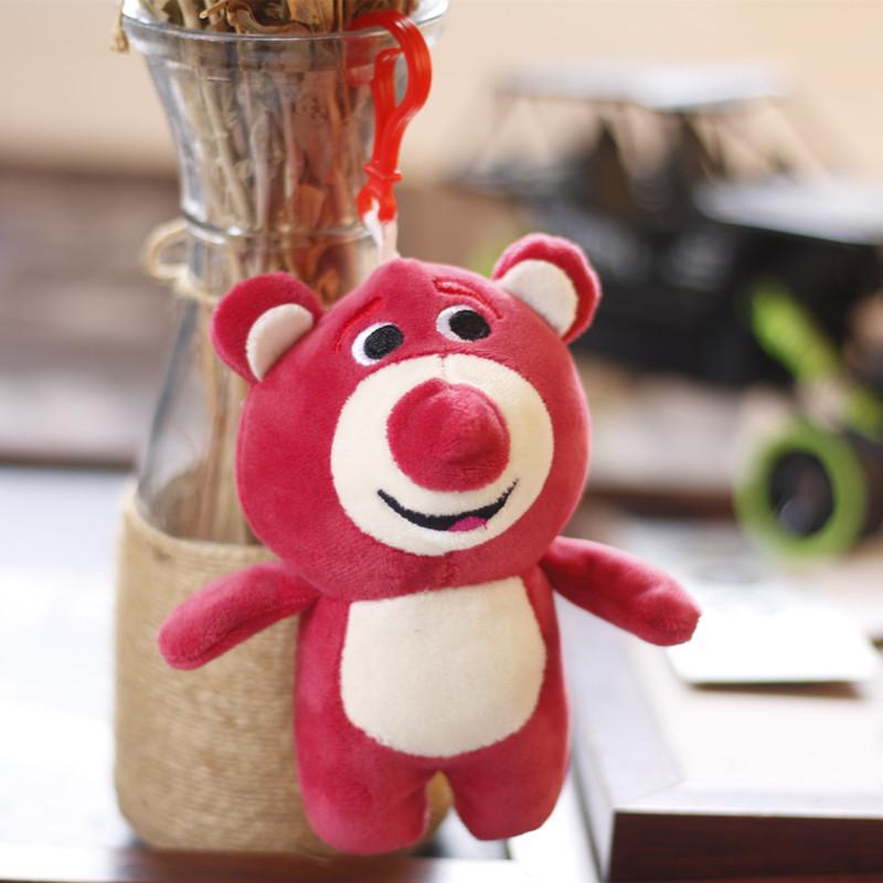 Ins Cute Pink Bear Pendant Plush Toy Doll Girl Heart Bear Bag Hanging Keychain Women