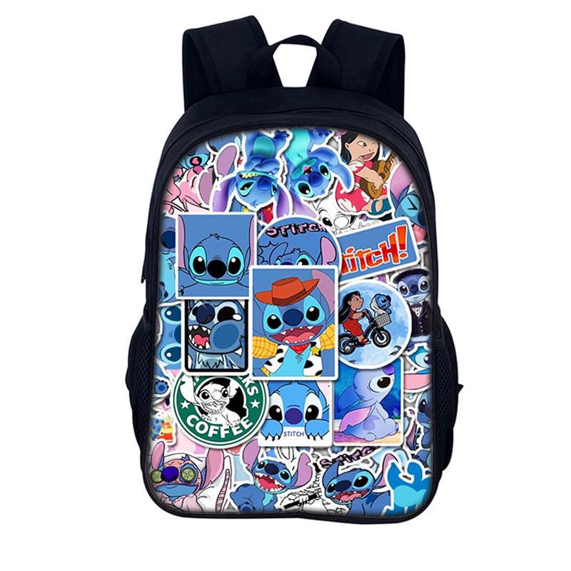 Рюкзак детский Stitch 16 дюймов Мультяшный Полиэстер Двойная лямка Для школы и путешествий
