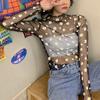 Нижнее белье из сетчатой ​​пряжи Little Daisy. Женская шифоновая рубашка с длинными рукавами и защитой от мешков в уличном тренде.