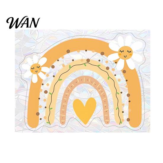 Sunlight Refracting Decal Rainbow Suncatcher Window Cling, Colorful Prismatic Flowers Anti-Collision Sticker, Light Sticker Reusable Static Glass Door