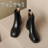 Осенние и зимние ретро короткие сапоги женские 2024 новые натуральная кожа толстый каблук квадратный носок ботинки челси высокие каблуки женские туфли