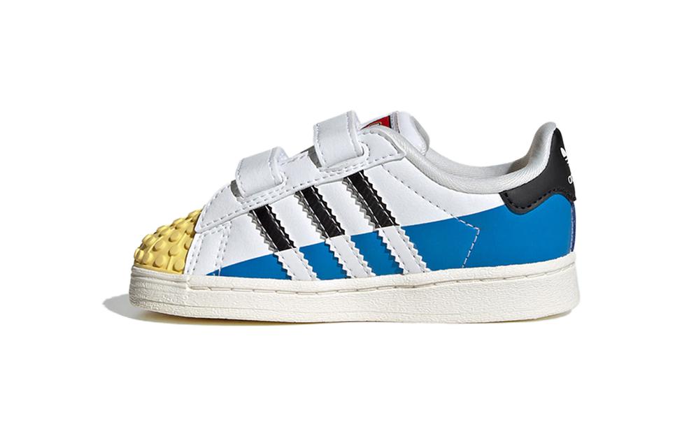 adidas Оригинальные SUPERSTAR CF Дышащие Низкие Кроссовки для Малышей Бело-Синие для Младенцев и Малышей IF2913