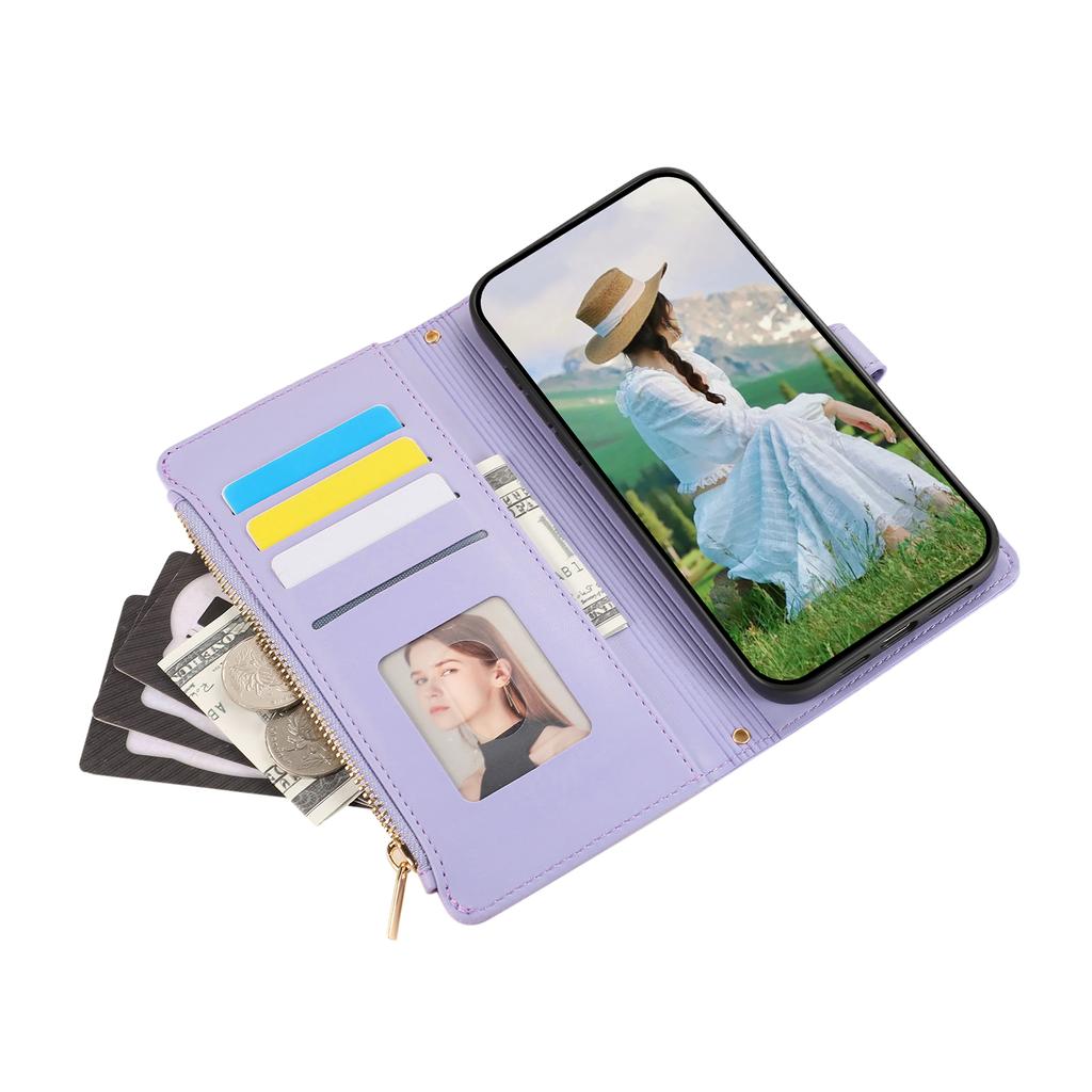 Чехол для Google Pixel 9/9 Pro с несколькими слотами для карт, на молнии, ромбовидный кожаный чехол для телефона с ремешком на запястье