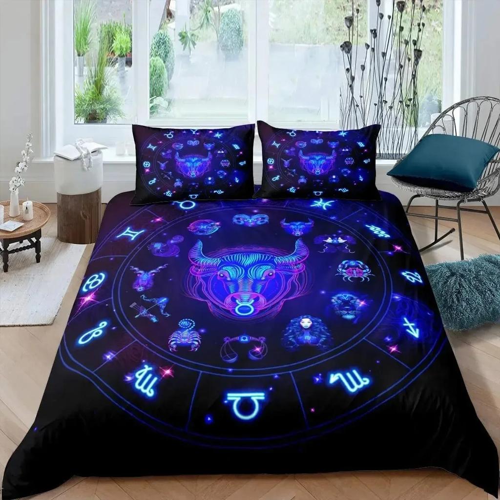 Комплект пододеяльника Gemini Twin Size Созвездие Комплект пододеяльника Космическое пространство Вселенная Планета Принт Комплект постельного белья для детей Подростков