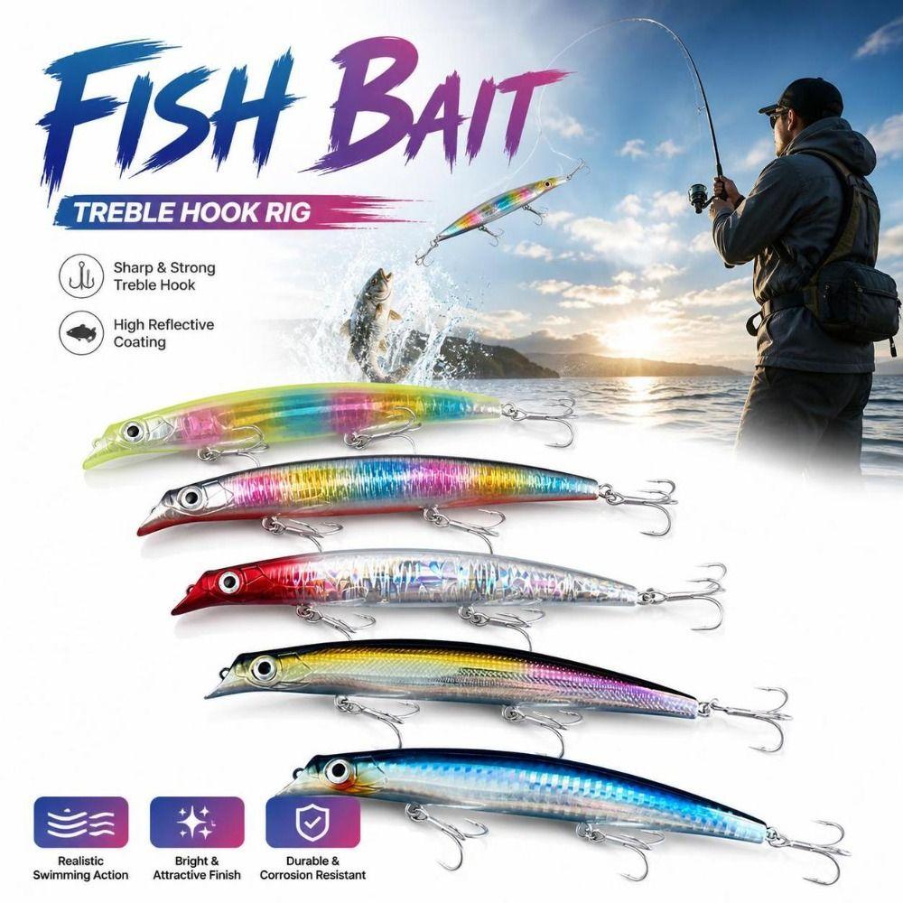 Reflective Finish Topwater Hard Bait Realistic Fish Shape Artificial Fish Bait Freshwater Fishing