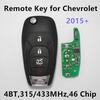 3+1 Button 315Mhz/433MHz Car Keyless Entry for CHEVROLET Aveo Camaro Malibu Cruze Spark Volt Equinox Sonic/315Mhz/433MHz/ID46/HU100
