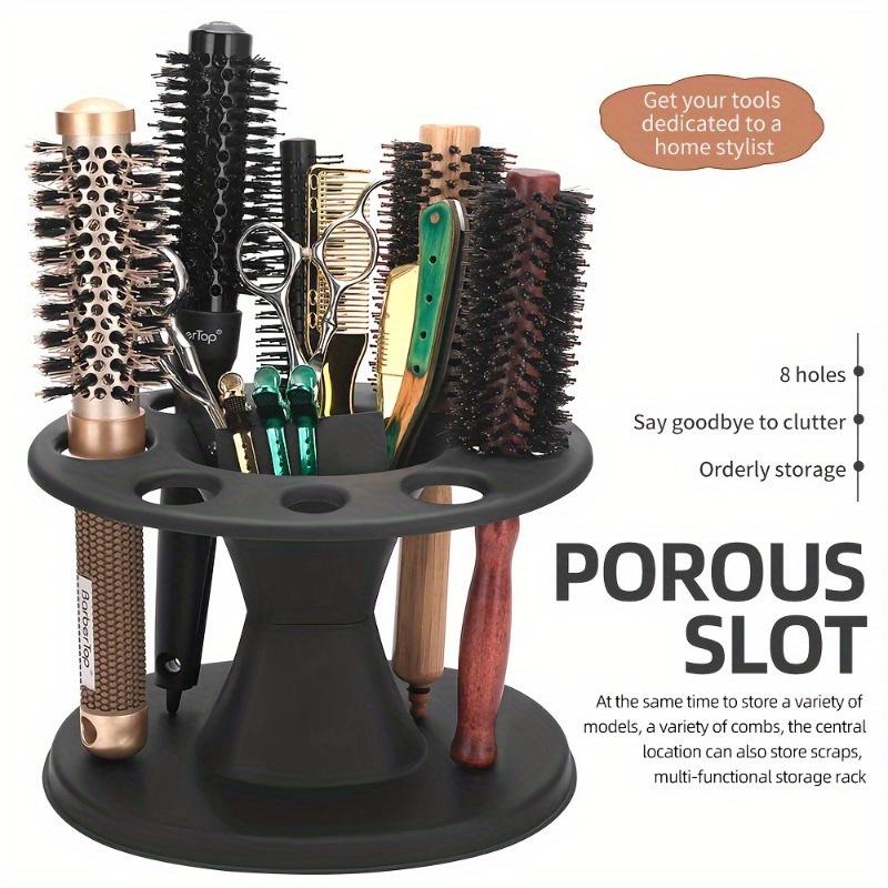 Durable Plastic Round Hair Brush Organizer - Professional Salon-Quality Styling Tool Holder with Multiple Compartments