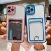 Transparent Card Slot Phone Case For Iphone 14 13 11 12 Pro Max 7 8 Xsmax Xr X Se 2022 2020 Shockproof Bumper Plating Back Cover