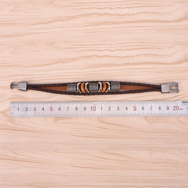 Ретро кожаный браслет мужской панк браслет ручной работы коричневый кожаный браслет