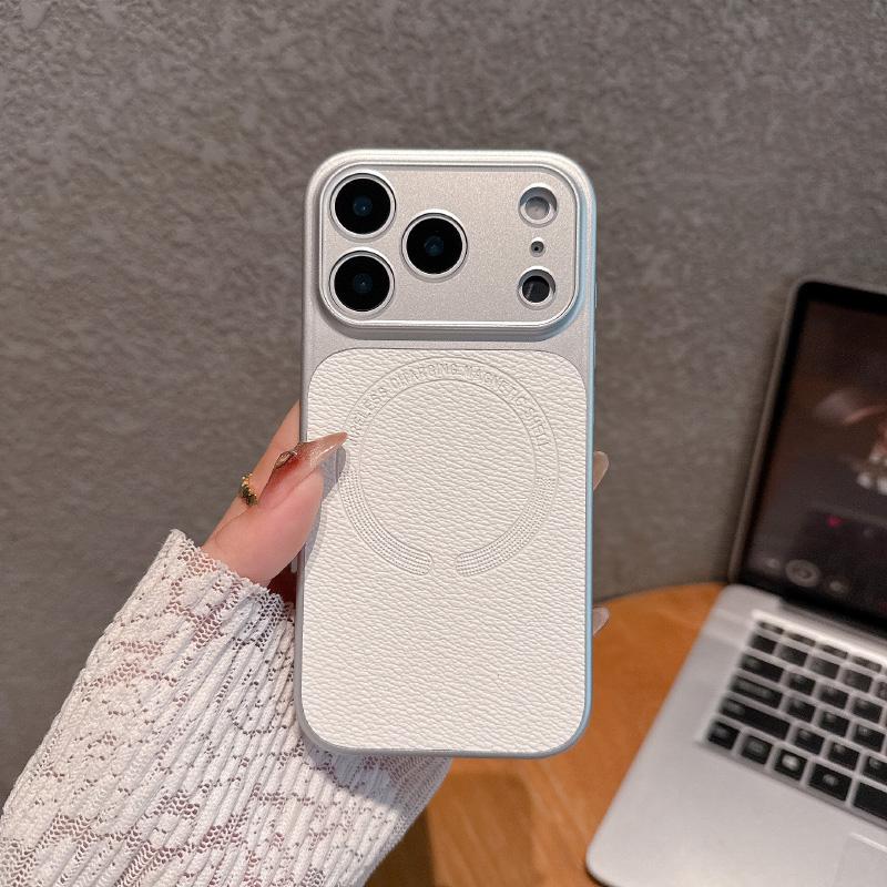 Однотонная рамка Искусственная кожа Магнитный чехол для телефона Для iPhone 17 Pro Max 15 13 14 16 Pro Max Для MagSafe Бампер Задняя крышка