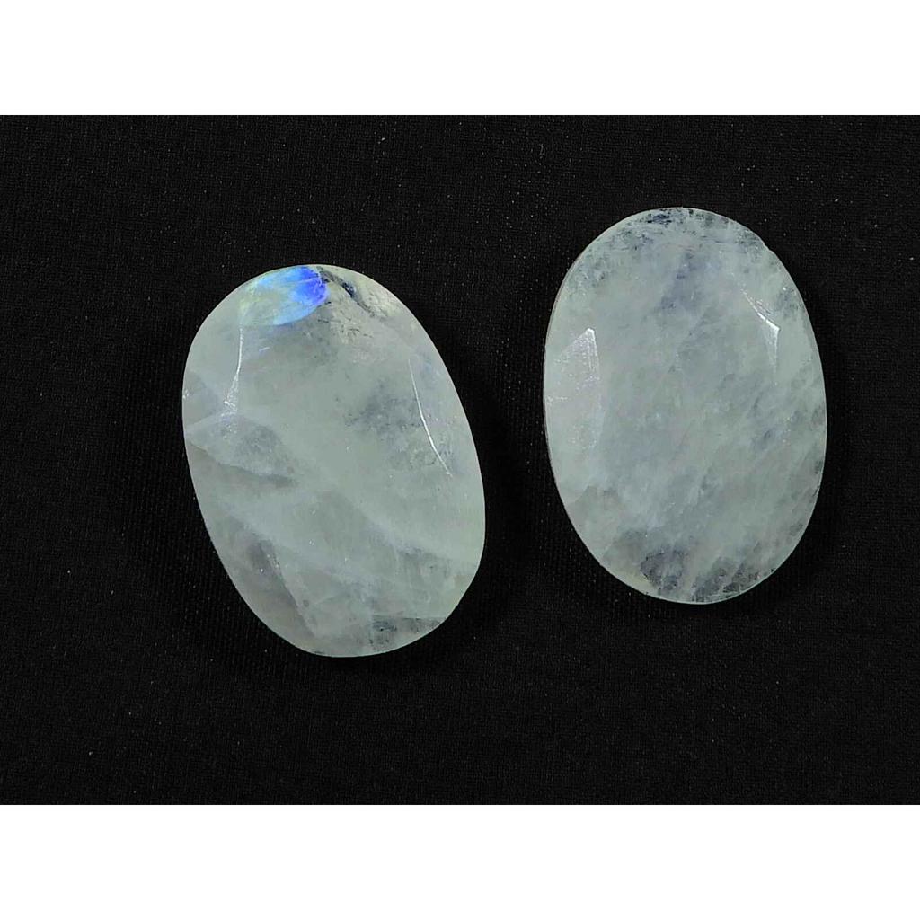 18X25MM натуральный радужный лунный камень овальный двусторонний клетчатый драгоценный камень 2 шт лот RML-1007