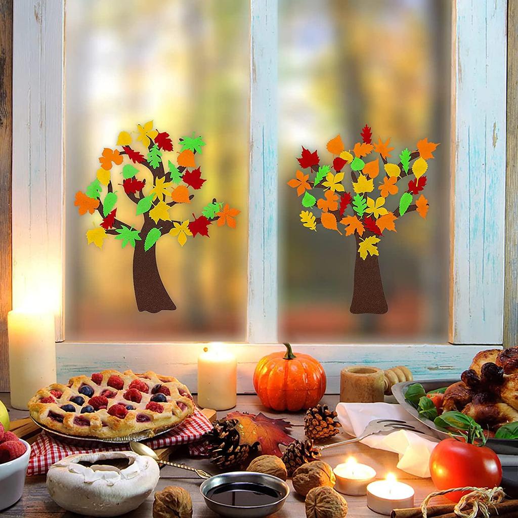 96 шт. Набор для рукоделия «Сделай сам» из фетра «Дерево», ручная работа, для осеннего украшения дома, подарки для вечеринки в честь Дня благодарения, рождественский настенный декор