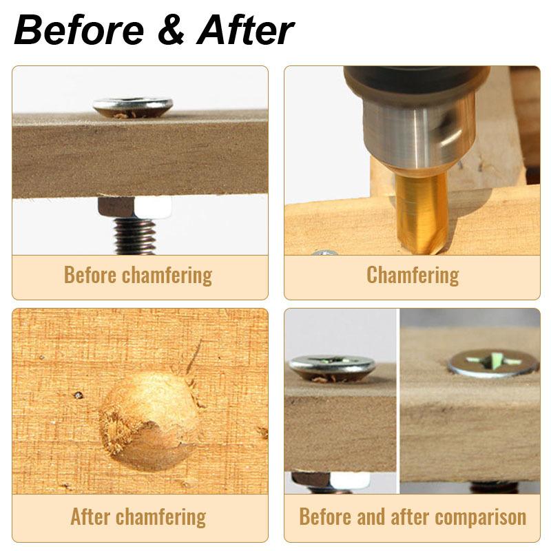 Countersink Drill Bit Set Chamfer 1/4' Hex 5 Flute Counter Sink Mill Cutter for Wood Soft Metal Rubber Plastic Woodworking