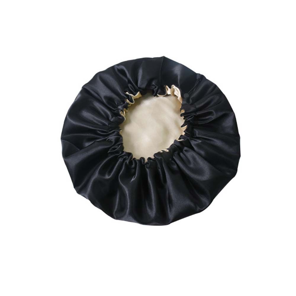 Care Adjustable Springy Double Layer Night Hair Cap Shower Cap Sleep Bonnet Reversible Satin Bonnet