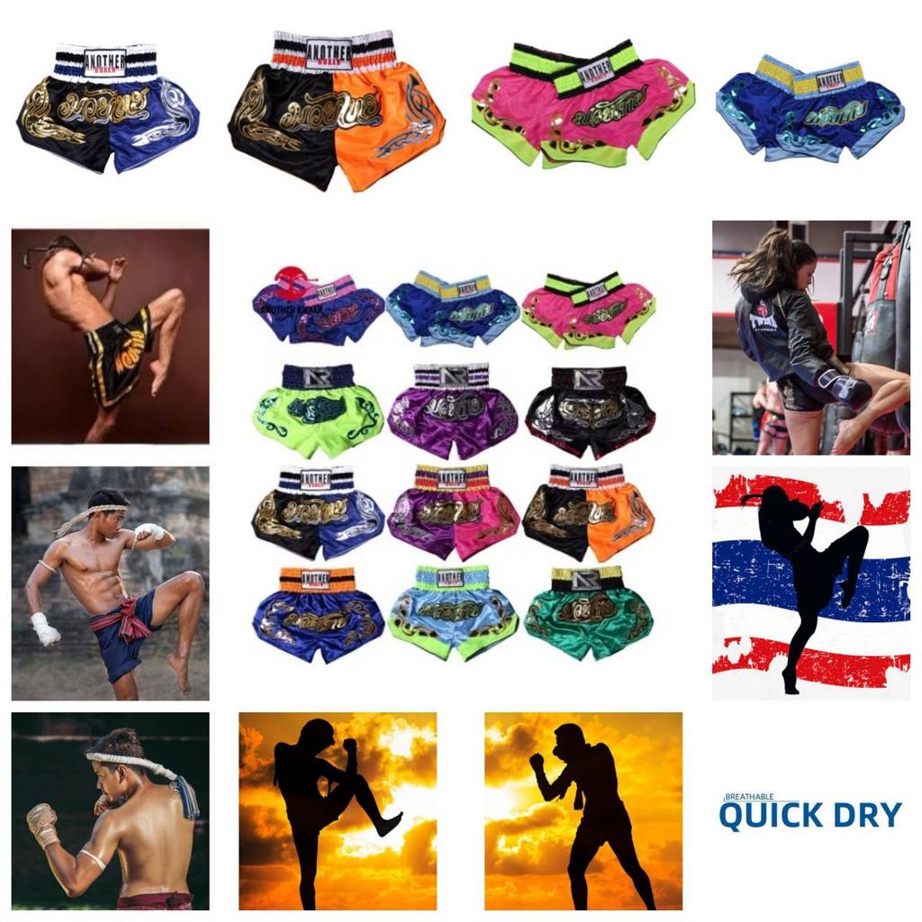 Muay Thai Shorts Pants Kickboxing Boxing MMA UFC Martial Arts Fight Unisex Men Women Kid Quick Dry Print Elastic High Waist Polyester Training