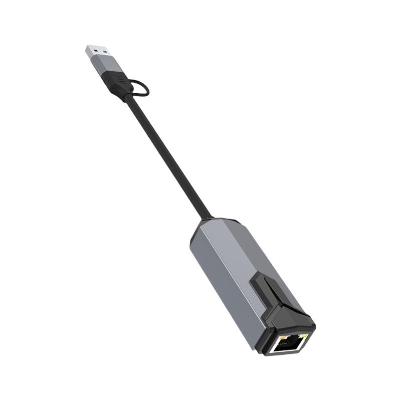 Алюминиевые USB C Ethernet-адаптеры 5000/2500/1000 Мбит/с Высокоскоростные RJ45 Конвертеры Plug and Play Для Ноутбука ПК