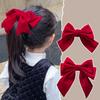 Headwear Red Bow Hair Clips Jewelry Tassels Pearl Barrettes Ribbon Hairpin  Hair Styling Accessory