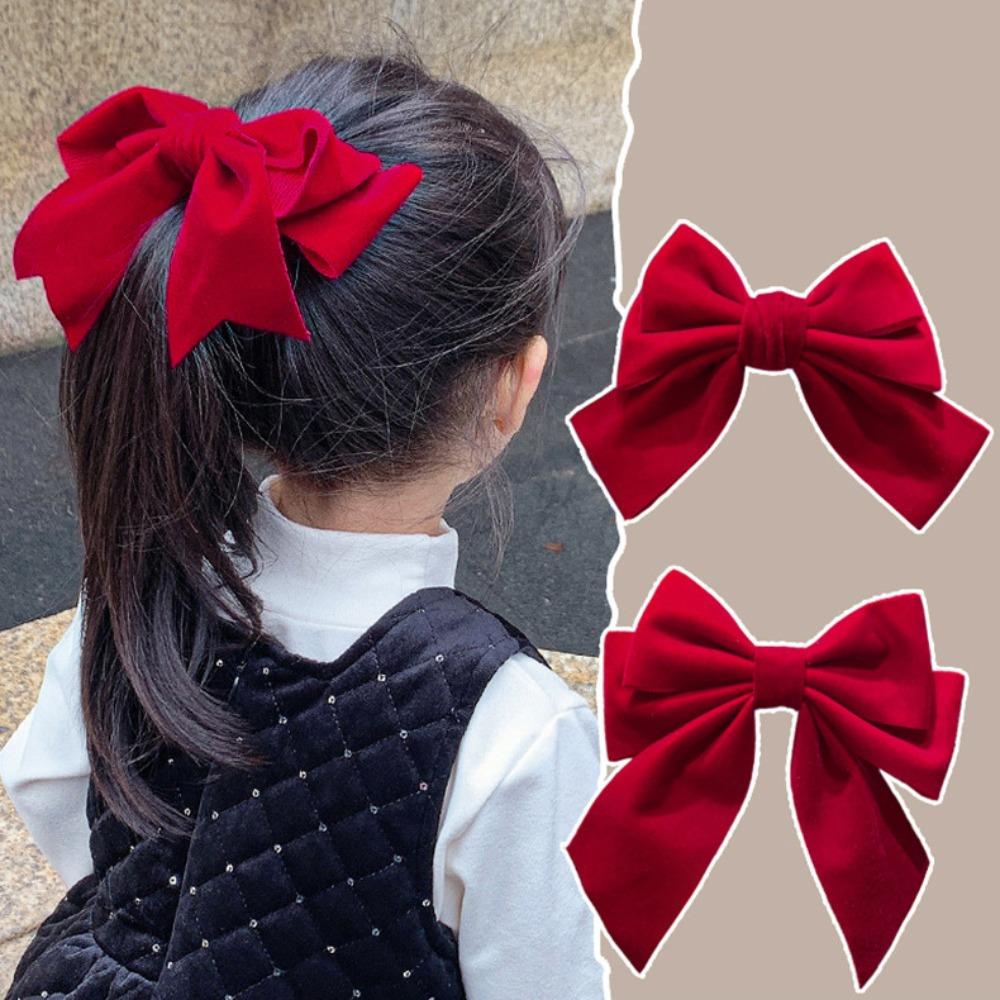 Headwear Red Bow Hair Clips Jewelry Tassels Pearl Barrettes Ribbon Hairpin Hair Styling Accessory